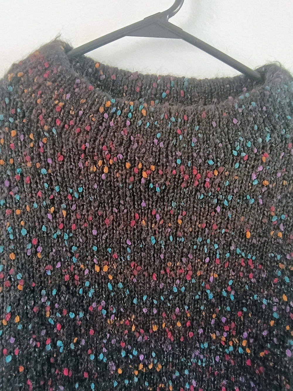 Habitat XL Confetti Knit Sweater Charcoal Multicolor Speckled Cozy Pullover Boho
